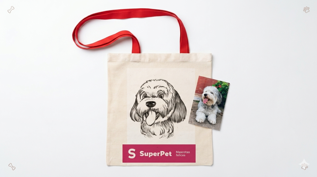 Caricatura de mascotas en Bolso
